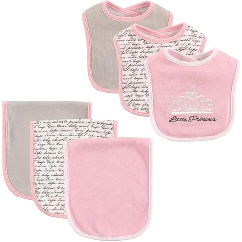 Hudson Baby Conjunto unisex de babero de algodón y paño para eructos, princesa, talla única