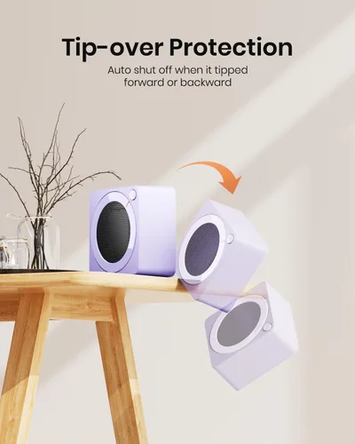 Miniatura 4 de Gaiatop Mini calentador de espacio, ligero PTC de cerámica de calentamiento rápido, 500 W, eficiencia energética para uso en interiores, Morado
