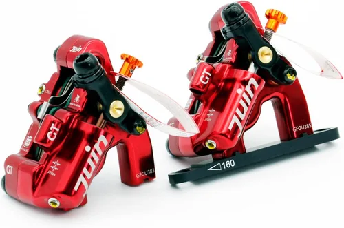 Miniatura 11 de GT-F Juego de pinzas de freno de disco hidráulico accionado por cable de 4 pistones para bicicleta de bicicleta hidráulica para montaje plano