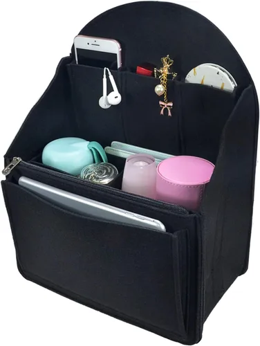 Miniatura 2 de Organizador de mochila de fieltro, organizador de bolso para hombres y mujeres, mochila mochila bolsa de hombro (negro, grande)