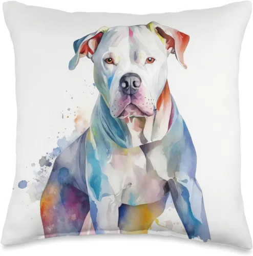 Charming Watercolor Dog Art Dogo Argentino Dogo Argentino - Almohada colorida con diseño de acuarela, 16 x 16 pulgadas, multicolor