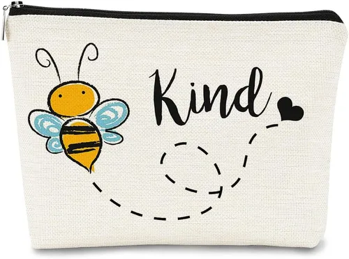 Be Kind - Bolsa de maquillaje de abeja de miel, bonita bolsa de cosméticos de abeja de miel, la mejor idea de regalo para amantes de las abejas,