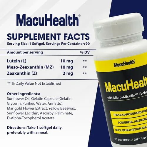 Miniatura 4 de Macuhealth Vitaminas oculares de triple carotenoide para adultos con luteína y zeaxantina (90 cápsulas blandas, suministro para 3 meses) y MacuWipes