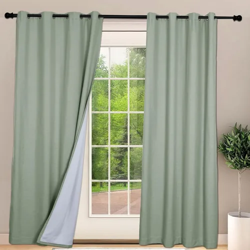 Miniatura 41 de Frelement Cortinas opacas extralargas de 108 pulgadas de largo, para sala de estar, cortinas de lino con bloqueo de luz, cortinas con aislamiento
