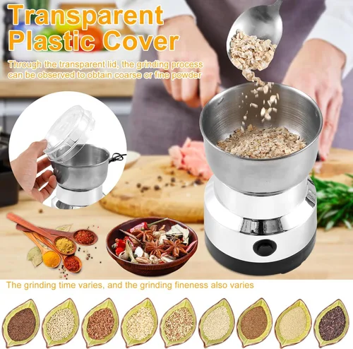 Miniatura 5 de Molinillo de café eléctrico de molienda rápida, mini molinillo de especias con cuchillas, molinillo de café de 10.1 fl oz, molinillo de café de un
