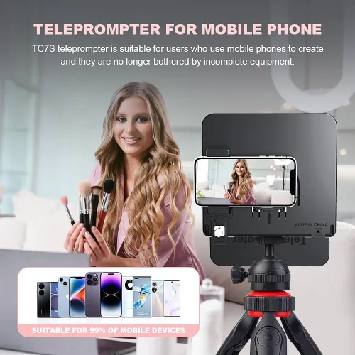 Miniatura 7 de LENSGO TC7S teleprompter portátil para teléfono, teleprompter mini de un segundo con control remoto, aplicación compatible con iPhone y Android