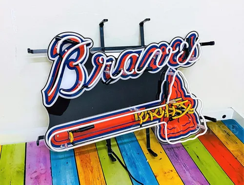 Miniatura 2 de Queen Sense 20 x 16 pulgadas Braves Neon Sign Light Lamp con HD Vivid Printing Tech Artwork A120ABTHVVD