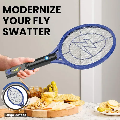 Miniatura 4 de Zap It Bug Zapper - Raqueta mata mosquitos recargable de 4000 voltios, cable de carga USB, Paquete de 2 Amarillo