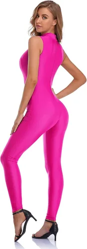 Miniatura 5 de speerise - Overol de elastano para mujer, con cremallera, sin mangas, ajustado al cuerpo, leotardo para disfraz