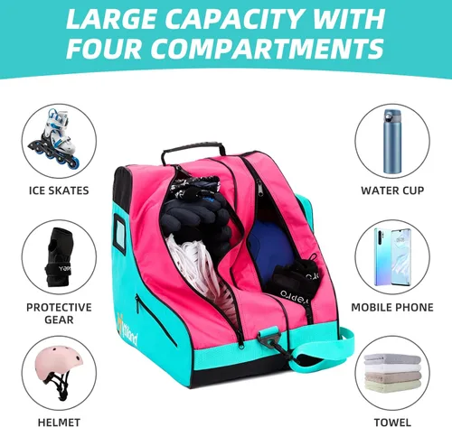Miniatura 3 de Breathable Skate Bag with Adjustable Shoulder Strap - Large Capacity Fits Inline, Ice & Most Roller Skates verde ( A Green )