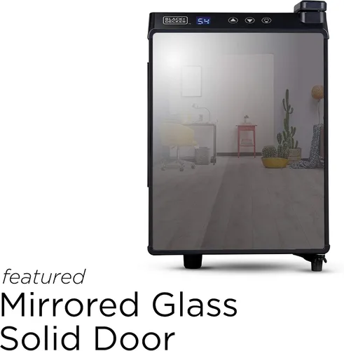 Miniatura 2 de BLACK+DECKER Refrigerador de vino de 6 botellas, enfriador de vino con frente espejo, mini refrigerador de vino termoeléctrico, BD60316