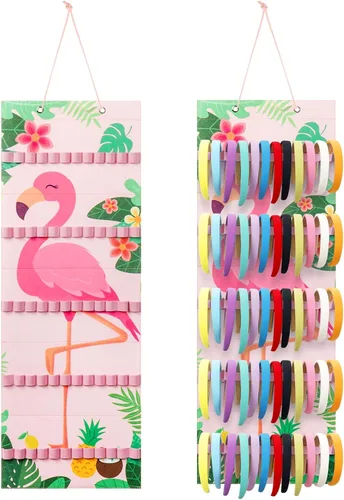 Miniatura 11 de Tudomro Soporte Colgante para Diademas para Niñas Organizador de Accesorios de Cabello de Felpa con 60 Bandas Elásticas Soporte para Lazos