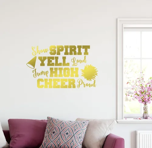 Miniatura 2 de 38"x24" Show Espíritu Yell Loud Jump alta Cheer orgullosos pompones animadora del megáfono calcomanía decorativo para pared arte mural decoración