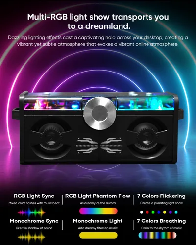 Miniatura 2 de Cyberpunk Altavoz Bluetooth, Mini Mecha con luz RGB Bluetooth inalámbrico 5.0, altavoz de escritorio, regalo para niños jugadores Perspectiva