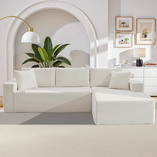 Miniatura 20 de Sofá seccional modular de 110", sofá seccional Cloud con asiento profundo, sofás tapizados sin huesos para sala de estar, sofá modular moderno
