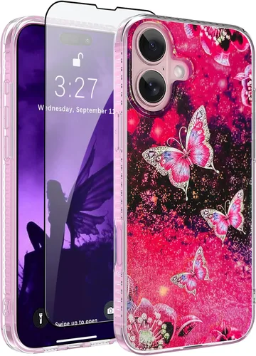 Miniatura 18 de OOK Funda Magnética para iPhone 15 Plus Diseño de Nebulosa Espacial de Flores Morado Profundo [Compatible con MagSafe] PC Duro + TPU Suave