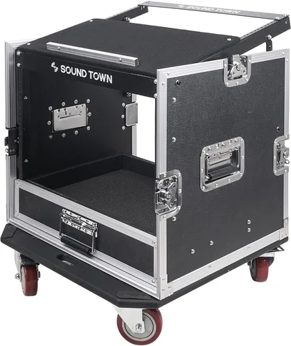 Miniatura 4 de Sound Town Rack/Estuche ATA de Carretera para Audio Profesional PA DJ de 10U con Cajón de 2U, Parte Superior de Mezclador Inclinado de 11U, Mesa