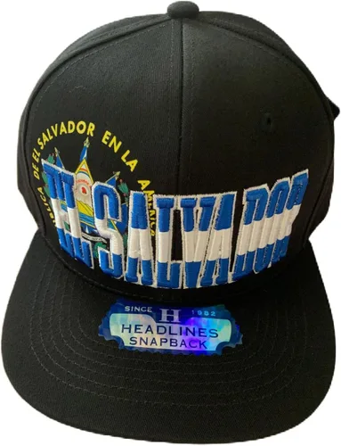 Gorra El Salvador Sombrero Gorra Sombrero f Flex Flat fit Color Negro Buena calidad bordada, Negro -