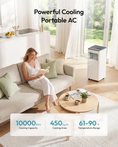 Miniatura 2 de EUHOMY Aire acondicionado portátil de 10,000 BTU, unidad de CA portátil 3 en 1 con refrigeración, deshumidificador, ventilador, modo de suspensión