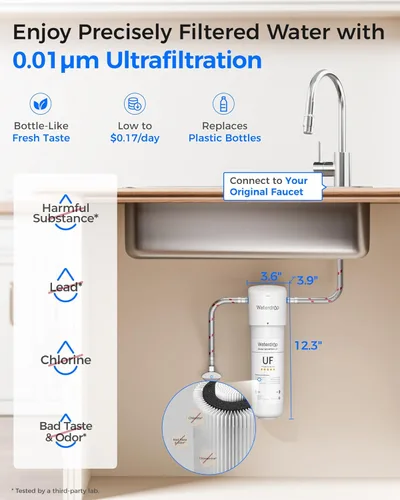 Miniatura 2 de Waterdrop 10UAW-UF - Sistema de filtro de agua para debajo del fregadero, 1 año, reduce el plomo, el cloro, el mal sabor y el olor, se conecta Blanco