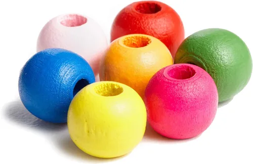 Miniatura 8 de 600 cuentas de madera de arce redondas multicolor a granel de 0.394 x 0.354 in cuentas de madera con agujero de 0.118 in