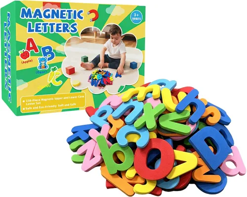 Letras magnéticas del alfabeto para el aula, 238 imanes de color minúsculas para refrigerador, letra magnética ABC de doble cara para niños de 3