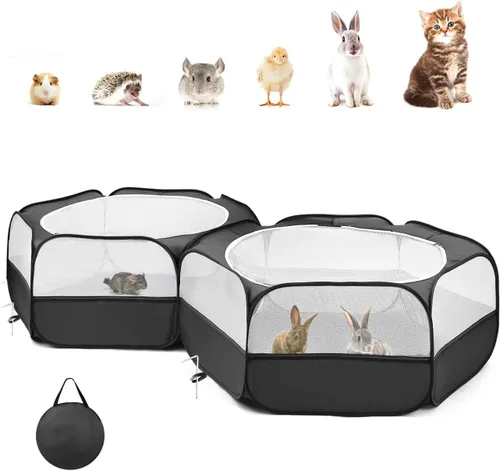 Miniatura 23 de Pawaboo Corralito para Animales Pequeños, Carpa de Jaula Impermeable para Mascotas Pequeñas con Cubierta con Cremallera, Cerca Portátil para Patio