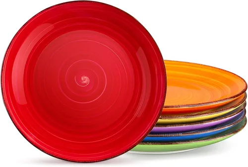 Miniatura 10 de vancasso Bonita - Juego de platos llanos de cerámica de 10.5 pulgadas, juego de 6 platos de ensalada coloridos, aptos para microondas
