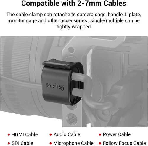 Miniatura 2 de SmallRig Abrazadera de cámara (4 piezas) para cable HDMI/SDI/Micrófono, Soporte de montaje de bloqueo de cable de cámara DSLR 0.079-0.276 in
