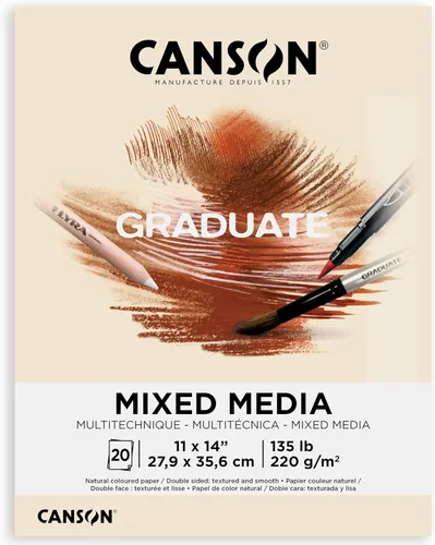 Miniatura 13 de Canson Graduate - Bloc de medios mixtos en tono gris, plegable, 11 x 14 pulgadas, 20 hojas Papel de artista para adultos y estudiantes, acuarelas