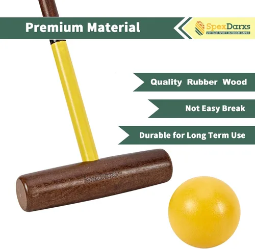 Miniatura 3 de SpexDarxs Juego de croquet para seis jugadores, juego de croquetas de 35 pulgadas con mazos de madera de primera calidad, bolas