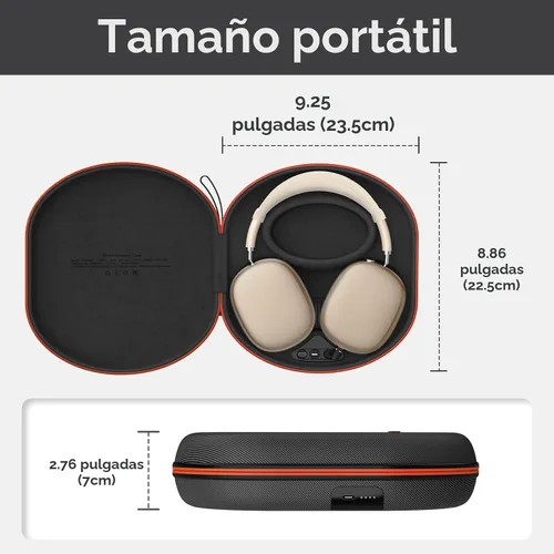 Miniatura 2 de Funda de carga para AirPods Max 1 y 2 - Cargador de auriculares de viaje con conectores magnéticos Lightning y USB-C, modo de suspensión automático