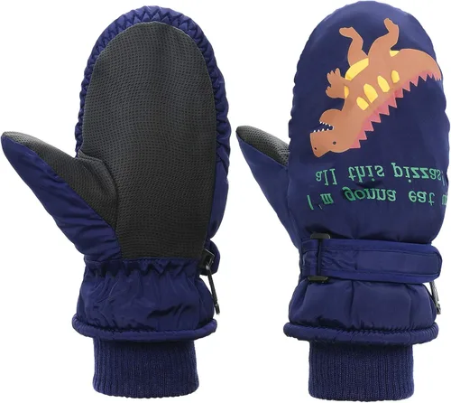 American Trends Guantes de nieve de invierno para niños pequeños, guantes de esquí impermeables de forro polar cálido para niños y niñas