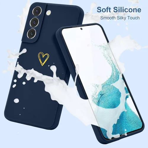 Miniatura 2 de Wirvyuer Funda para Samsung Galaxy S22, bonita funda delgada a prueba de golpes con soporte de carga inalámbrica y protección, azul marino