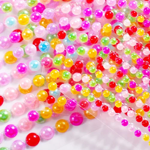 Miniatura 7 de 1799 piezas de 4 hojas de pegatinas de perlas de 3/4/5/6 mm, diamantes de imitación autoadhesivos para maquillaje de cara, ojos, cabello y cuerpo