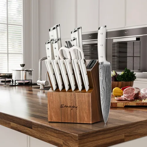 Miniatura 7 de Juego de Cuchillos, Emojoy Juego de Cuchillos de Cocina de 18 Piezas con Bloque de Madera, Juego de Bloques de Cuchillos de Acero Inoxidable Alemán