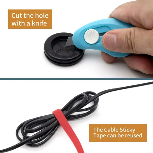 Miniatura 4 de Vrupin Kit Surtido de 66 Ojales de Goma, Tapones para Orificios de Taladro Cortafuegos Protección de Cables, 6 Tamaños 1-13/16" 1-1/2" 1" 7/8" 5/8