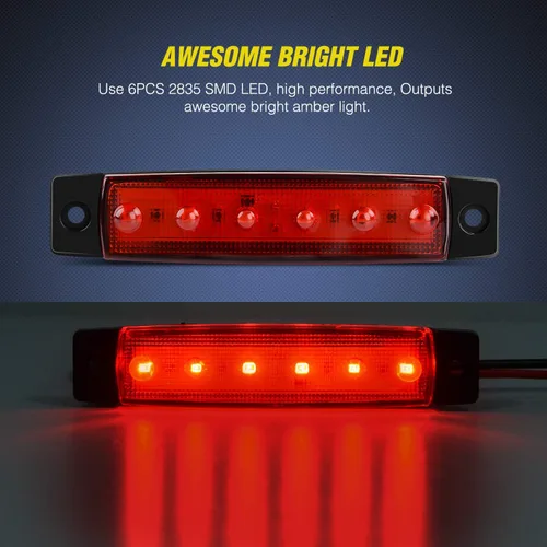 Miniatura 4 de Nilight 10 luces LED rojas de 3.8 pulgadas con 6 luces LED indicadoras laterales delanteras y traseras para 12 V, camión, remolque, caravana, Rojo