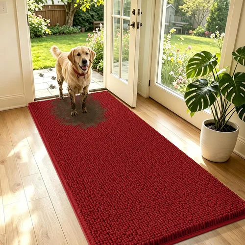 Miniatura 20 de IM HOME Tapete de chenilla absorbente para exterior 36" x 24", tapetes lavables antideslizantes para perros, tapete para puerta interior para Marrón