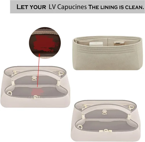 Miniatura 6 de Organizador de inserción de monedero para cajón para LV CAPUCINES fieltro liner bolsa en bolsa organizador 2093Beige-M