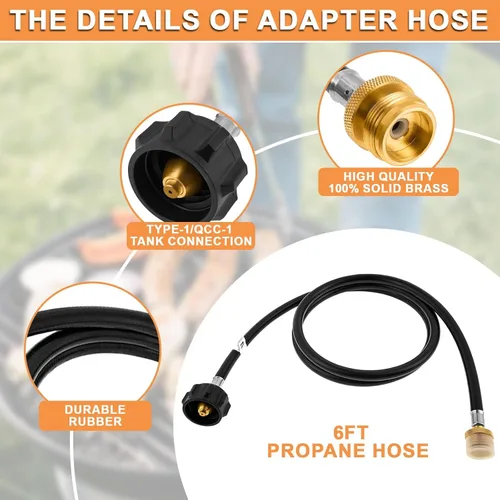 Miniatura 4 de Manguera adaptadora de propano de 6 pies, convertidor de 1 libra a 20 libras con piezas de repuesto de regulador de gas para kit de conversión