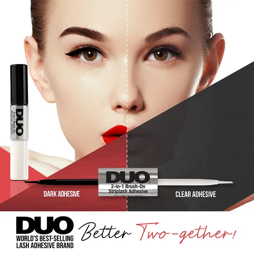 Miniatura 3 de DUO Pegamento de pestañas 2 en 1 transparente y oscuro con brocha, adhesivo de pestañas postizas de doble punta para pestañas de tira de larga