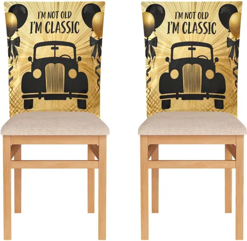 Decor Retro 70s Car Gold Black Chair Seat Cover Washable for Home Decor Set of 2 Decorative Club Chair Slipcover protectores de sillas para comedor