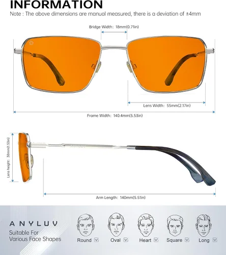 Miniatura 4 de ANYLUV Rectangle Blue Light Glasses, Classic Business Style Computer Glasses, Lightweight Metal Eyeglasses for Anti Eyestrain