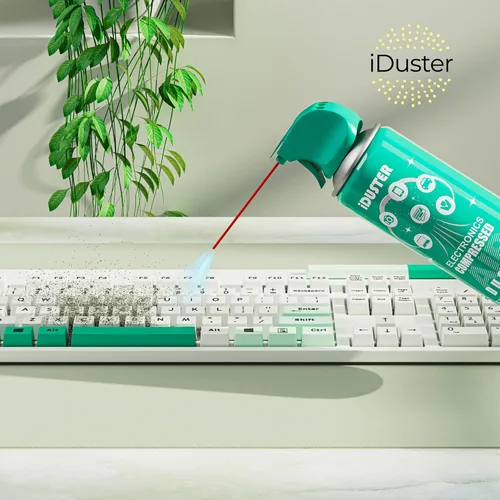 Miniatura 2 de iDuster Plumero de aire enlatado comprimido – 4 unidades desechables de aire comprimido para limpieza de computadora, teclado, joyas, automóvil