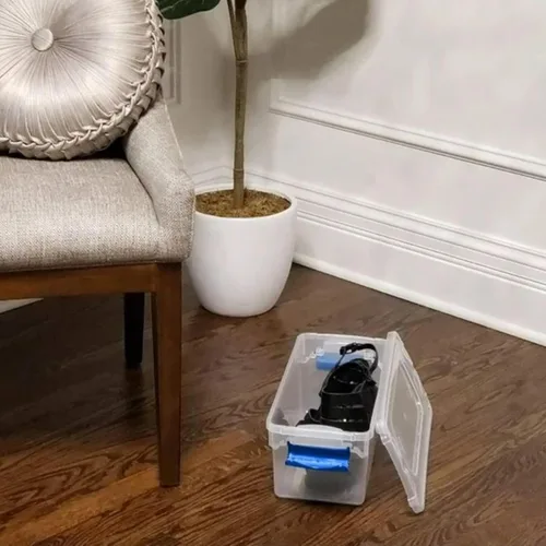 Miniatura 9 de HOMZ Paquete de 5 cubos organizadores de almacenamiento de plástico transparente, 7.5 cuartos de galón, pestillo azul, contenedores organizadores