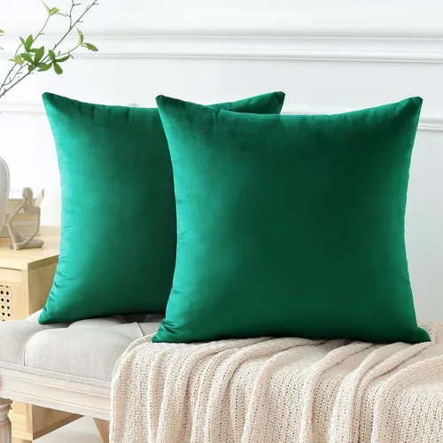 Miniatura 8 de OTOSTAR Paquete de 2 fundas de almohada decorativas de terciopelo suave para decorar de 18 x 18 pulgadas, fundas de cojín cuadradas sólidas, fundas