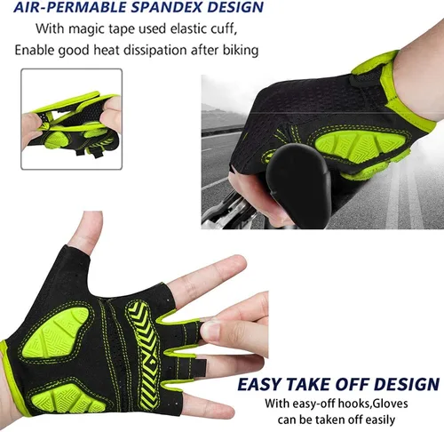 Miniatura 5 de MOREOK Guantes de ciclismo para hombres y mujeres almohadilla de gel transpirable antideslizante de 0.197in Guantes de ciclismo de medio dedo