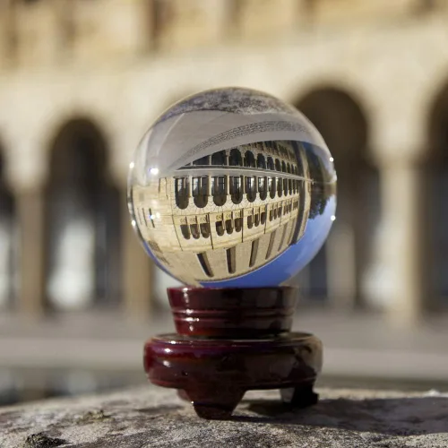 Miniatura 2 de Amlong Crystal Esfera de adivinación de meditación Feng Shui, bola de cristal, bola decorativa con soporte de madera y caja de regalo, transparente