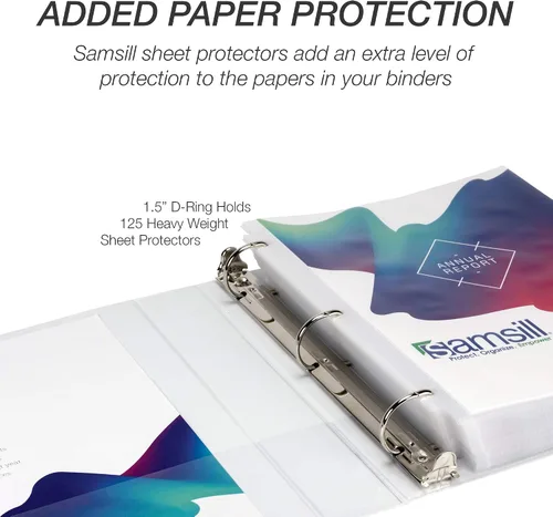 Miniatura 82 de Samsill - Carpeta duradera de 5 pulgadas, fabricada en los Estados Unidos, con anillos en D, transparente y personalizable, color blanco